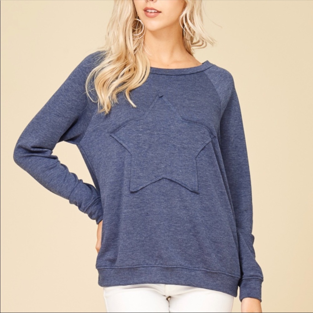 Navy Star Patch Sweatshirt
